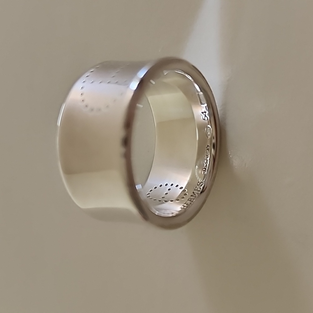 Hermes Sterling Silver Eclipse Ruban Ring Sz 54 - image 5
